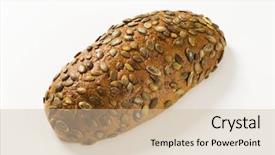  Presentation with pumpkin seeds - PPT theme with loaf of brown bread with pumpkin seeds background and a soft green colored foreground