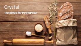  Presentation with baking - Slide set consisting of loaf-of-fresh-bread background and a coral colored foreground