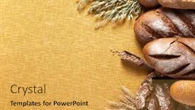  Presentation with fresh bread subway food - Cool new slide deck with loaf-of-fresh-bread backdrop and a yellow colored foreground