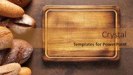  Presentation with cutting board - Beautiful PPT theme featuring loaf-of-fresh-bread backdrop and a gold colored foreground