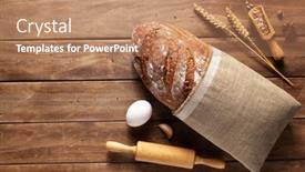  Presentation with wood board - Audience pleasing PPT layouts consisting of loaf-of-fresh-bread backdrop and a coral colored foreground