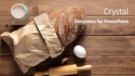  Presentation with wood board - Cool new theme with loaf-of-fresh-bread backdrop and a coral colored foreground