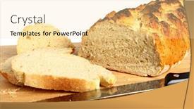  Presentation with breadboard - Presentation with loaf-of-homemade-bread background and a blonde colored foreground