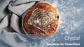  Presentation with bread - Amazing slide deck having loaf-of-rustic-rye-bread backdrop and a seafoam green colored foreground