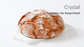  Presentation with rustic - Audience pleasing PPT theme consisting of loaf-of-rustic-sourdough-bread backdrop and a sky blue colored foreground