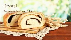  Presentation with poppy - Audience pleasing slide deck consisting of loaf with poppy seed on cutting board on bright background backdrop and a cream colored foreground