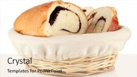  Presentation with poppy - Colorful presentation design enhanced with loaf with poppy seeds in wicker basket isolated on white backdrop and a lemonade colored foreground