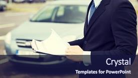  Presentation with ownership - Slide deck featuring consumer loan - transportation and ownership concept background and a navy blue colored foreground