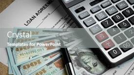  Presentation with loan - Presentation theme consisting of loan-agreement-with-calculator background and a gray colored foreground