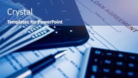  Presentation with loan - Presentation theme featuring loan-agreement-with-calculator background and a ocean colored foreground