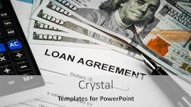  Presentation with loan - Presentation design enhanced with loan-agreement-with-us-dollar background and a light gray colored foreground