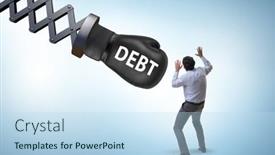  Presentation with loan - Presentation design enhanced with loan-and-debt-concept background and a sky blue colored foreground