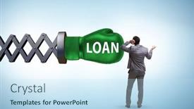  Presentation with loan - Slide set having loan-and-debt-concept background and a sky blue colored foreground