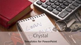  Presentation with loan - Presentation design enhanced with loan-default-word-on-note background and a coral colored foreground