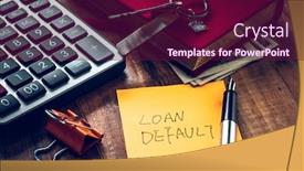  Presentation with loan - Audience pleasing presentation theme consisting of loan-default-word-on-note backdrop and a violet colored foreground