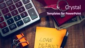  Presentation with loan - Presentation featuring loan-default-word-on-note background and a wine colored foreground