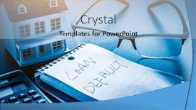  Presentation with loan - Colorful presentation enhanced with loan-default-word-on-note backdrop and a light blue colored foreground