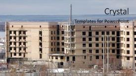 Presentation with construction site construction - Presentation theme featuring loan facilities - crisis abandoned construction site background and a light blue colored foreground