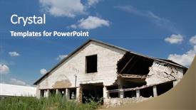  Presentation with farm house - PPT theme enhanced with loan facilities - crisis abandoned farm house kiev background and a teal colored foreground