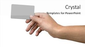  Presentation with credit card - Amazing slide deck having loan facilities - isolated hand holding credit card backdrop and a white colored foreground