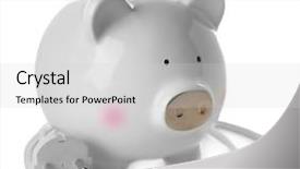  Presentation with power bank - Cool new slide set with loan facilities - piggy bank with power cable backdrop and a light gray colored foreground