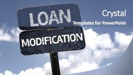  Presentation with loan - Slide set with loan modification sign with clouds background and a ocean colored foreground