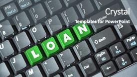  Presentation with business loan - PPT layouts featuring loan on keyboard background and a dark gray colored foreground