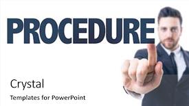  Presentation with business man climbs up to the top of 3d success stairs steps - Colorful PPT theme enhanced with man pointing the text procedure backdrop and a white colored foreground