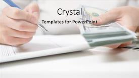  Presentation with entrepreneur - Audience pleasing PPT theme consisting of entrepreneur calculating and reviewing investment plan backdrop and a lemonade colored foreground