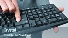  Presentation with key - Presentation design having press line company - man wearing a suit pressing background and a ocean colored foreground