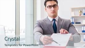  Presentation with office - Presentation theme consisting of loan prposal - businessman signing business documents background and a  colored foreground