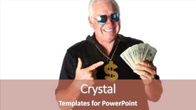  Presentation with release - Colorful slide set enhanced with human king - man with money isolated backdrop and a coral colored foreground