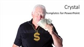  Presentation with release - Slide deck having man with money isolated background and a white colored foreground