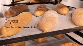  Presentation with bakery - Cool new theme with loaves of bread on shelving in bakery backdrop and a coral colored foreground