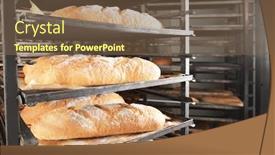  Presentation with bakery - Beautiful presentation theme featuring loaves of bread on shelving in bakery backdrop and a tawny brown colored foreground