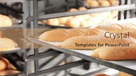  Presentation with bakery - Presentation theme having loaves of bread on shelving in bakery background and a coral colored foreground