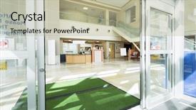  Presentation with hospital - Presentation theme with lobby - door mats at the entrance background and a mint green colored foreground