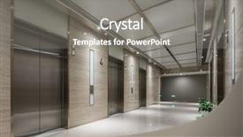  Presentation with office room - Audience pleasing slides consisting of lobby - elevator room in modern office backdrop and a gray colored foreground