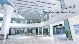  Presentation with modern building - PPT theme enhanced with lobby - interior of modern building background and a light blue colored foreground