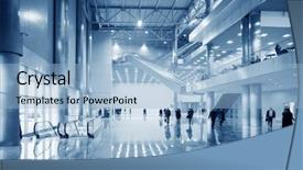  Presentation with lobby - Beautiful PPT theme featuring lobby floor - business hall backdrop and a light blue colored foreground