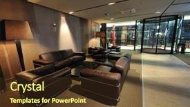  Presentation with antique wood furniture - Audience pleasing PPT theme consisting of lobby floor - coffee restaurant indoor with luxury backdrop and a tawny brown colored foreground