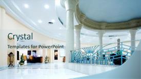  Presentation with hotel - Cool new presentation theme with lobby floor - hall in hotel backdrop and a sky blue colored foreground