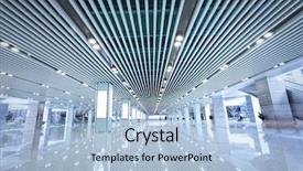  Presentation with building - Amazing PPT theme having lobby floor - hall of business building backdrop and a  colored foreground