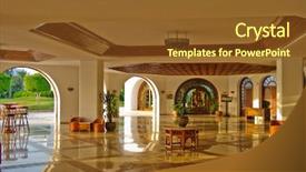  Presentation with worm - Audience pleasing PPT theme consisting of lobby floor - hall of modern luxury hotel backdrop and a tawny brown colored foreground