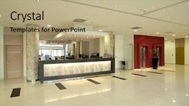  Presentation with lobby - PPT theme consisting of lobby floor - reception desk background and a  colored foreground