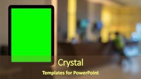  Presentation with tourism hotel lobby - Slide deck having lobby with digital screen billboard background and a tawny brown colored foreground