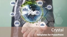  Presentation with hand holding earth - PPT layouts featuring lobes - lobe earth in human hand background and a  colored foreground