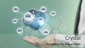  Presentation with hand holding earth - Slide set featuring lobes - lobe earth in human hand background and a mint green colored foreground