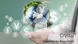  Presentation with hand holding earth - PPT theme having lobes - lobe earth in human hand background and a soft green colored foreground