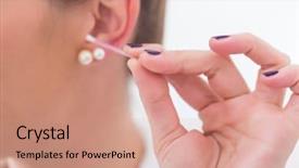  Presentation with bud - Theme having lobes - woman in bathroom cleaning her background and a  colored foreground